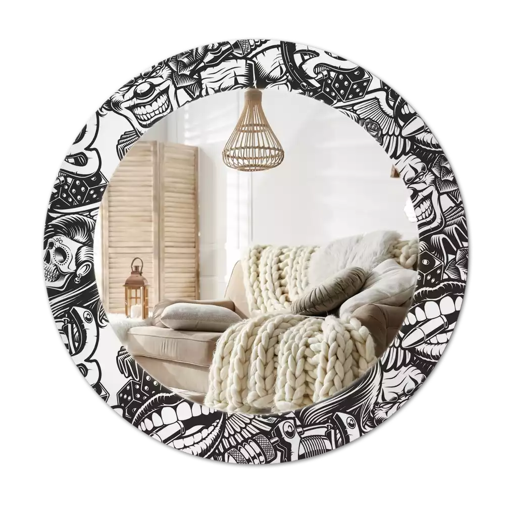 Espelho redondo decorativo Palhaços de grafite