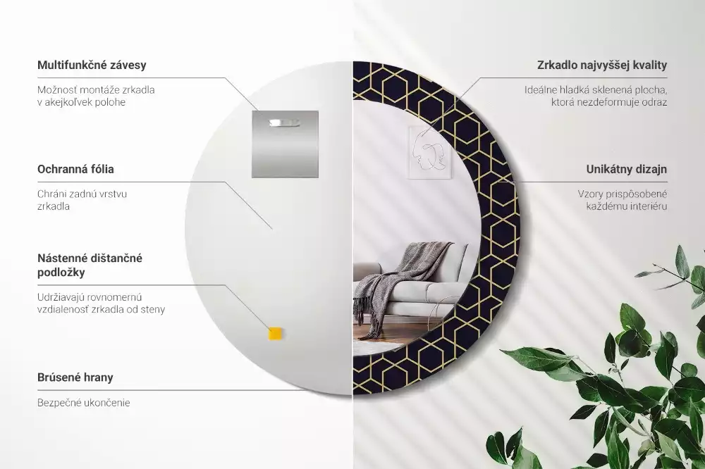 Espelho decorativo redondo Abstrato geométrico