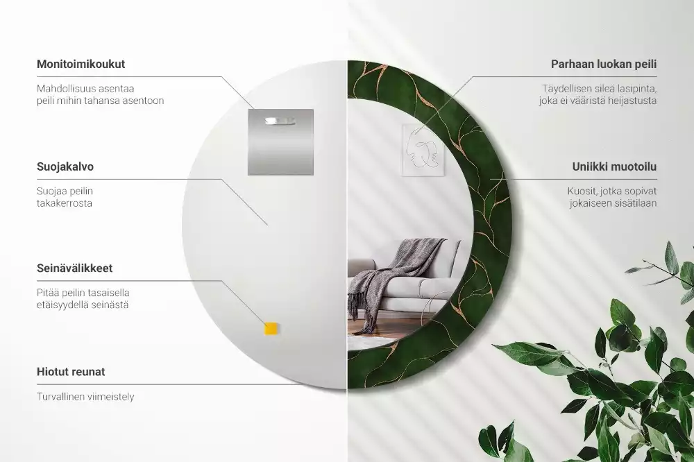 Espelho redondo decorativo Folha abstrata