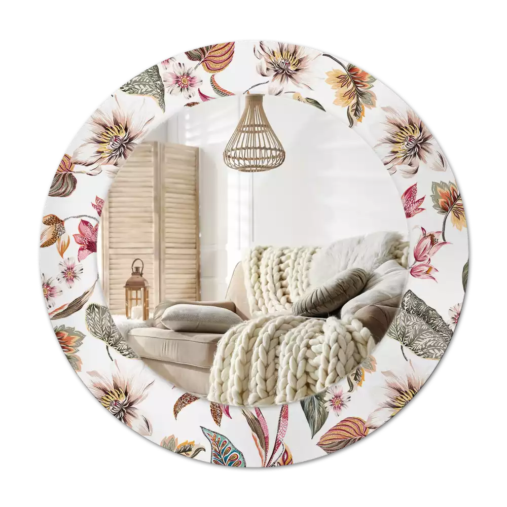 Espelho redondo decorativo Flores vintage