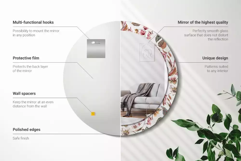 Espelho redondo decorativo Flores vintage