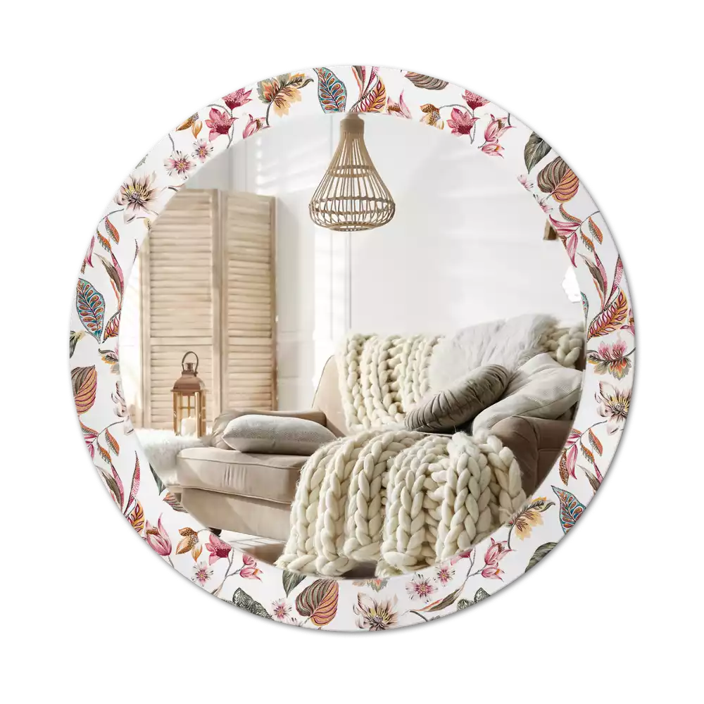 Espelho redondo decorativo Flores vintage