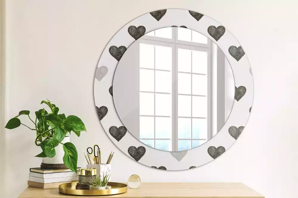 Espelho redondo decorativo Corações abstratos