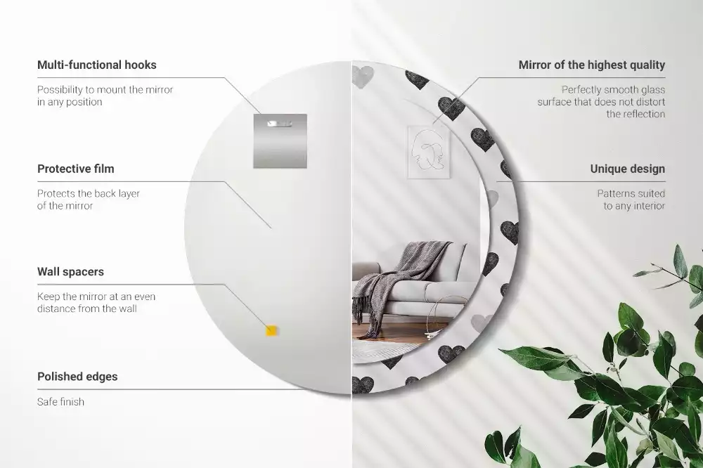 Espelho redondo decorativo Corações abstratos