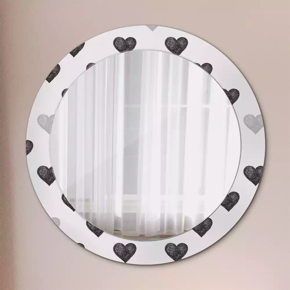 Espelho redondo decorativo Corações abstratos