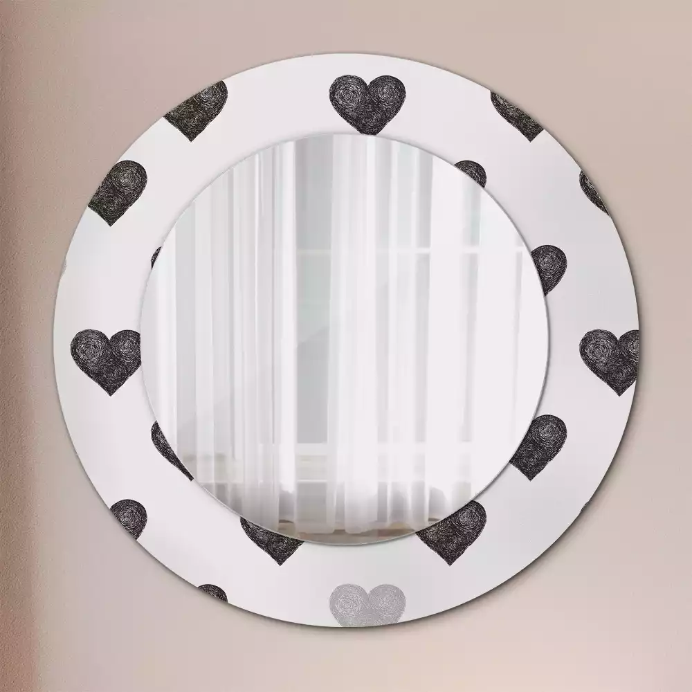 Espelho redondo decorativo Corações abstratos