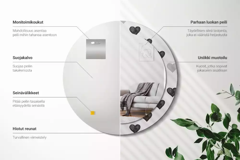 Espelho redondo decorativo Corações abstratos