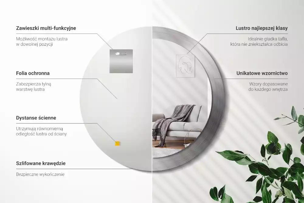 Espelho redondo decorativo Imitação de metal