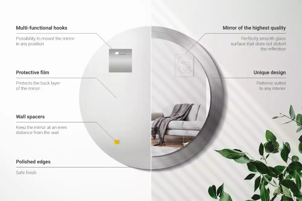 Espelho redondo decorativo Imitação de metal