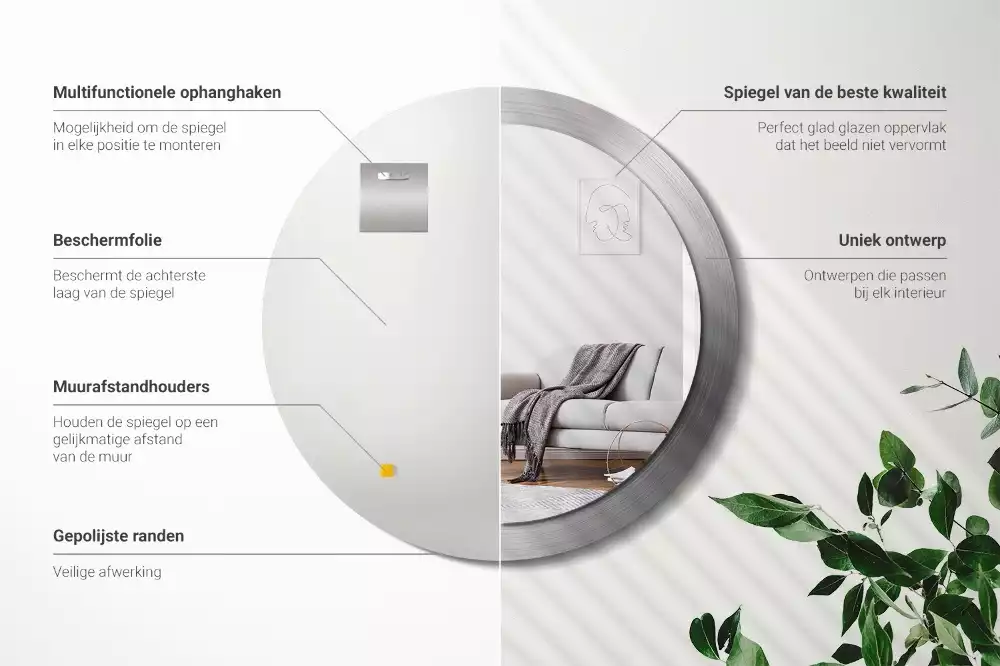 Espelho redondo decorativo Imitação de metal