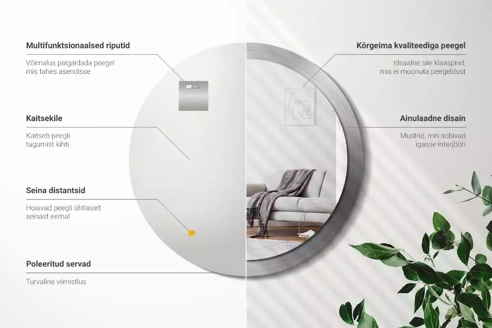 Espelho redondo decorativo Imitação de metal