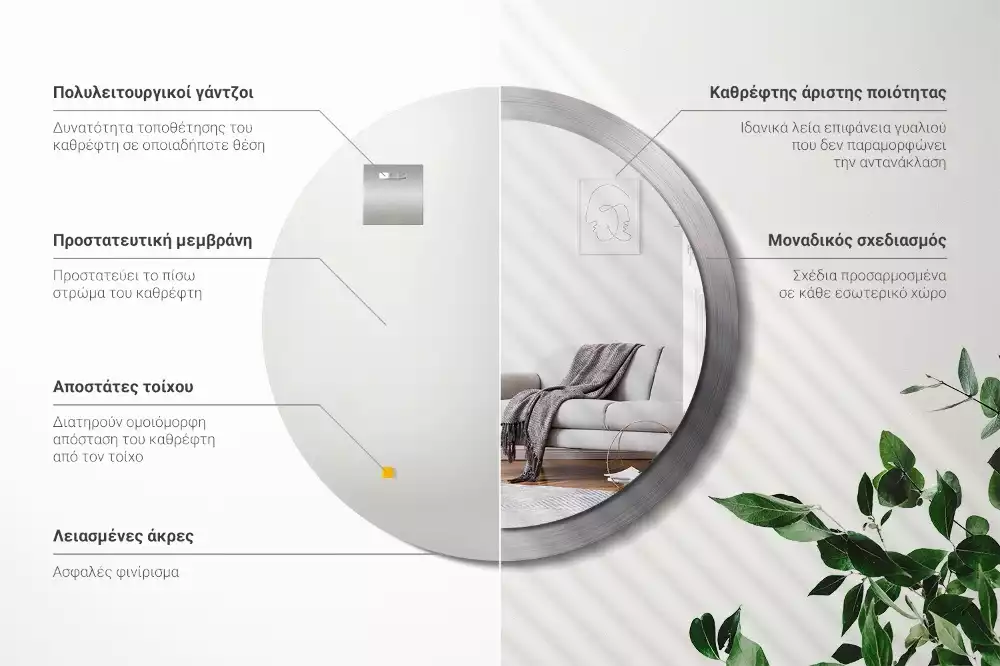 Espelho redondo decorativo Imitação de metal