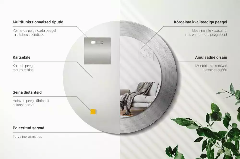 Espelho redondo decorativo Imitação de metal