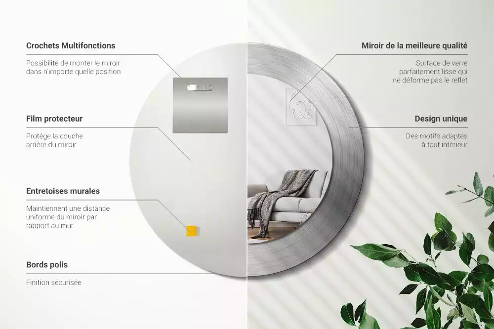 Espelho redondo decorativo Imitação de metal