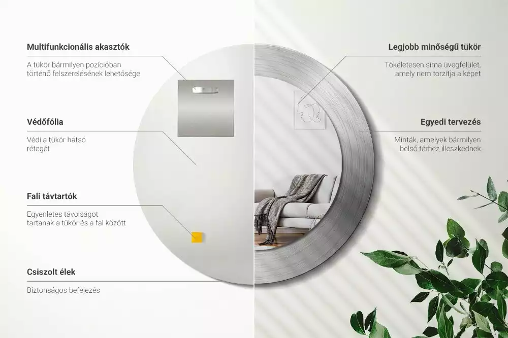 Espelho redondo decorativo Imitação de metal