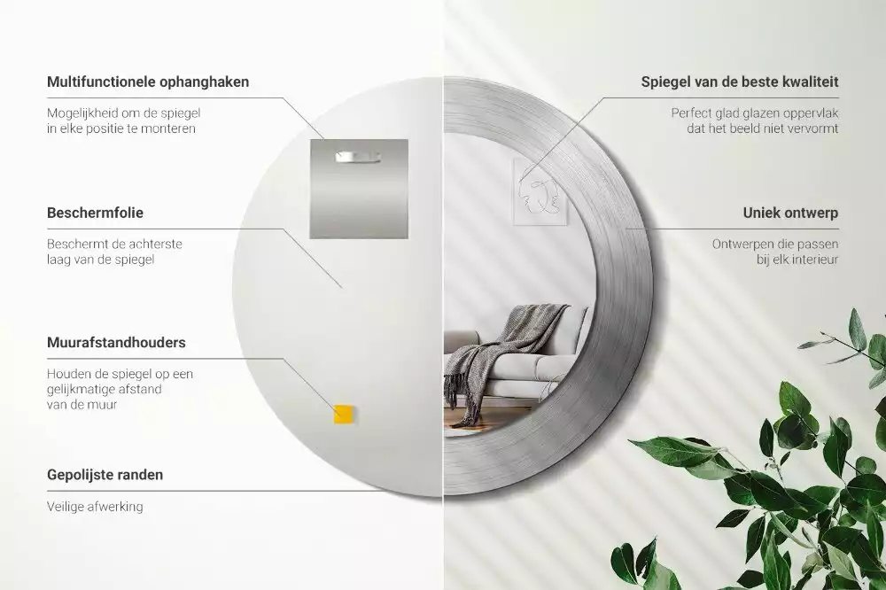 Espelho redondo decorativo Imitação de metal