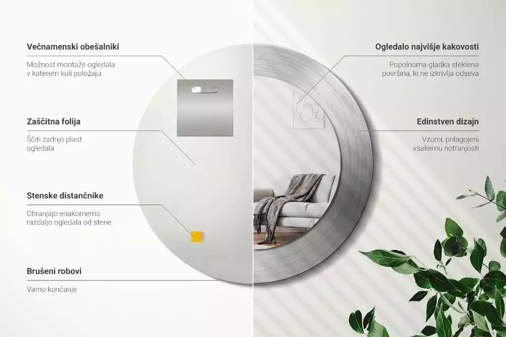 Espelho redondo decorativo Imitação de metal