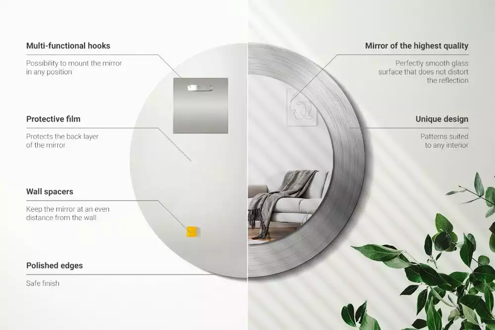 Espelho redondo decorativo Imitação de metal