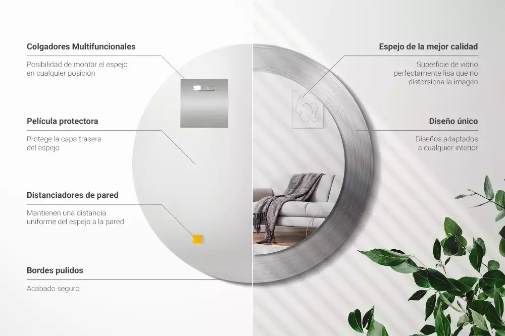 Espelho redondo decorativo Imitação de metal