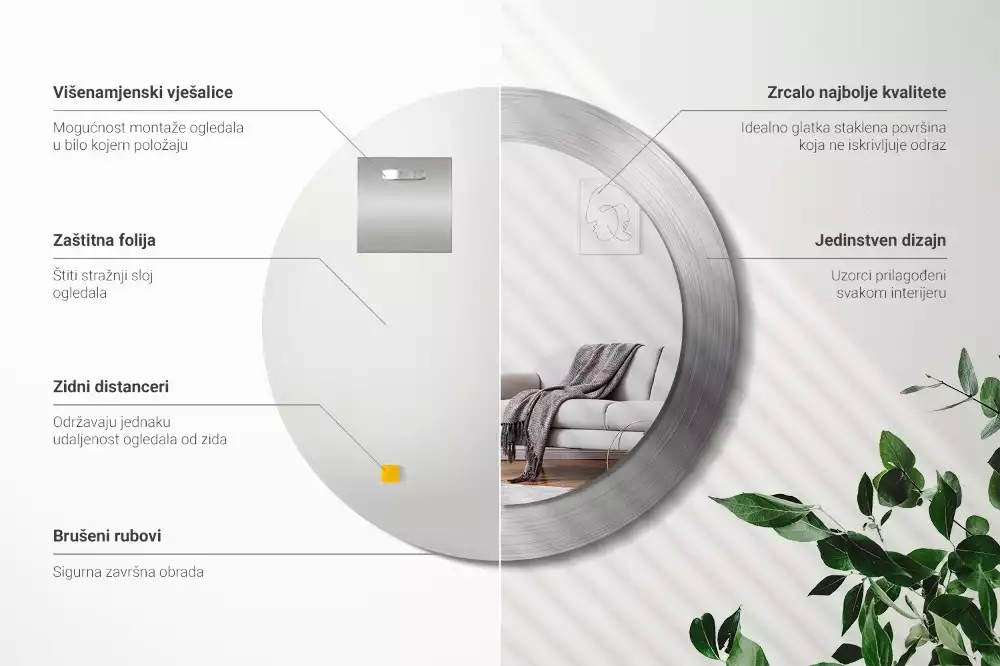 Espelho redondo decorativo Imitação de metal