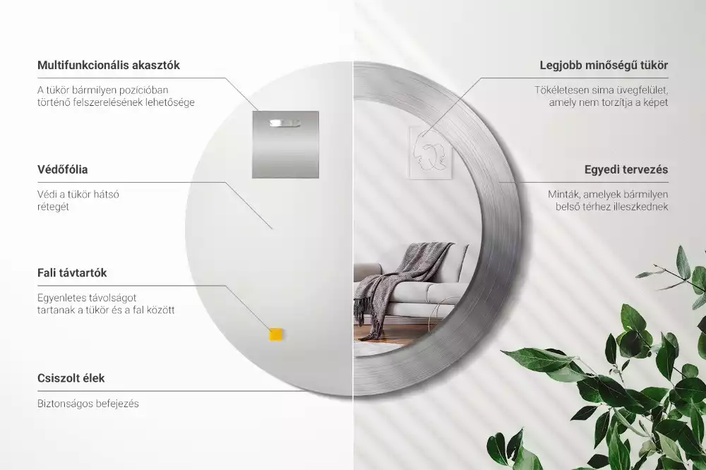 Espelho redondo decorativo Imitação de metal