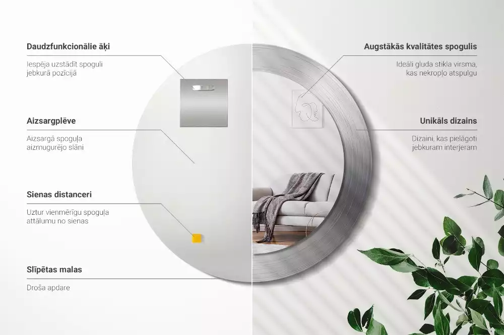 Espelho redondo decorativo Imitação de metal