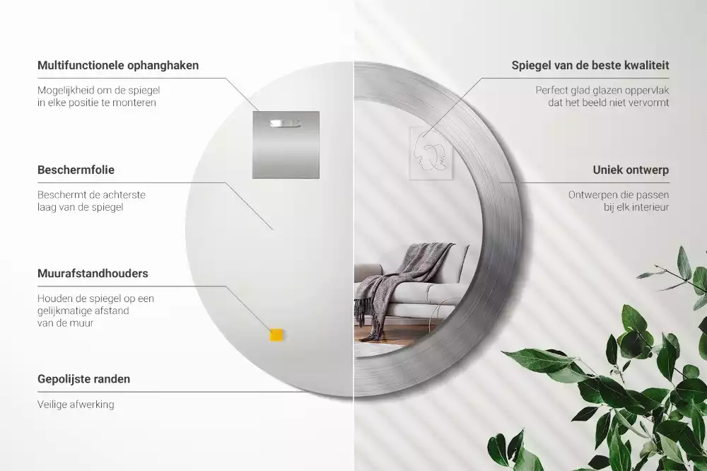 Espelho redondo decorativo Imitação de metal