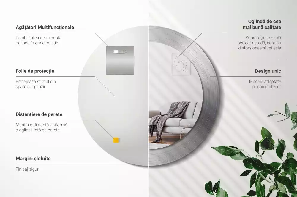 Espelho redondo decorativo Imitação de metal