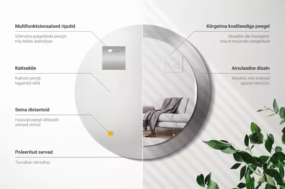 Espelho redondo decorativo Imitação de metal