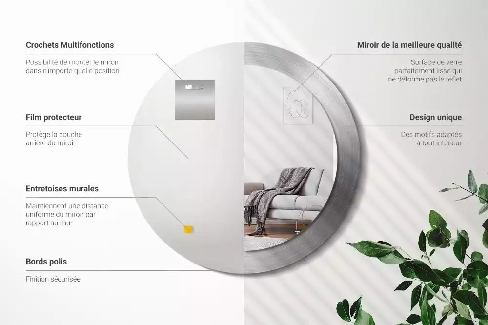 Espelho redondo decorativo Imitação de metal