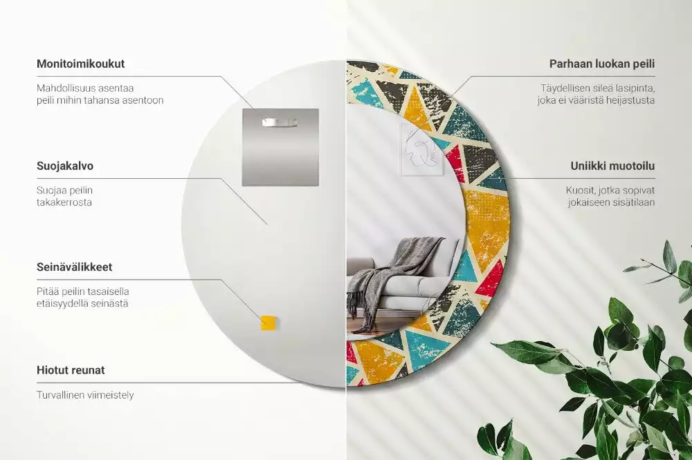 Espelho decorativo redondo Composição retrô