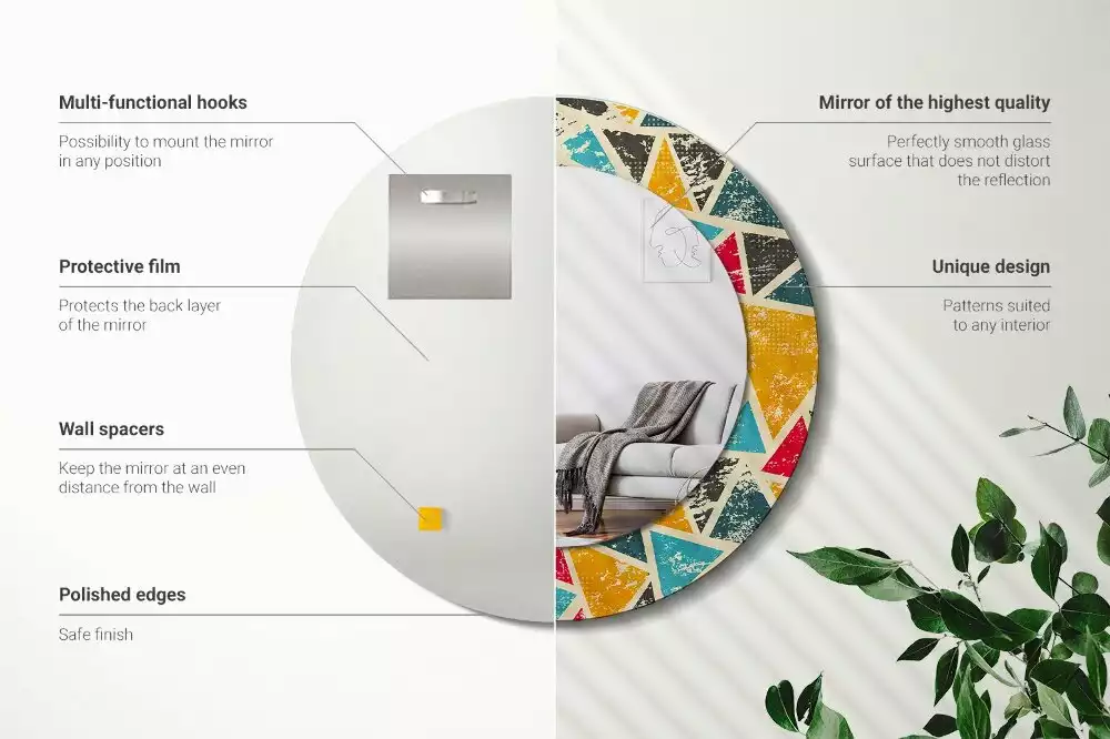 Espelho decorativo redondo Composição retrô