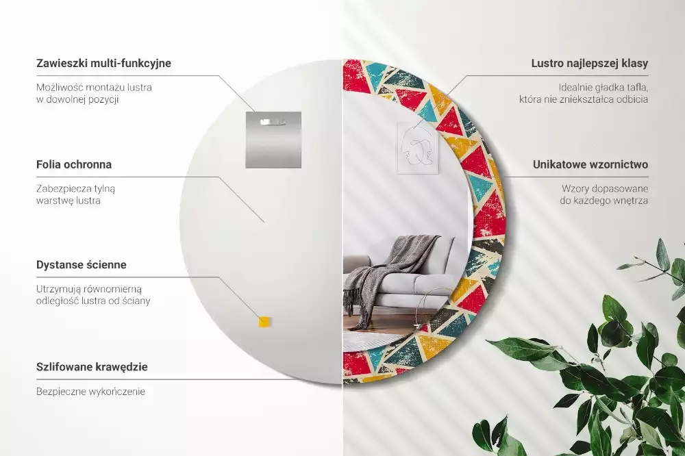 Espelho decorativo redondo Composição retrô