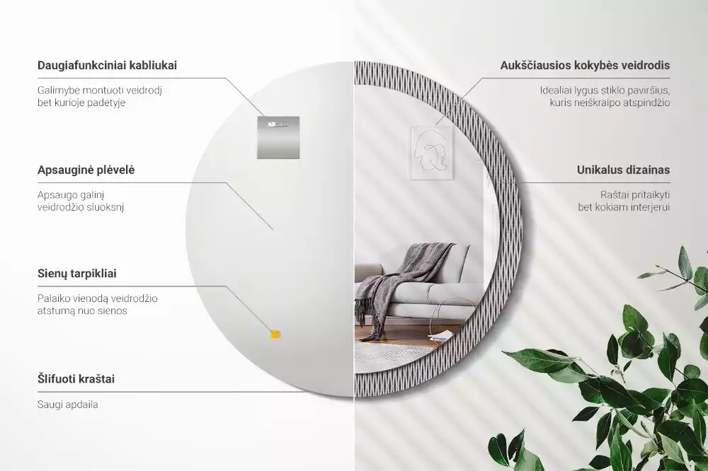 Espelho redondo decorativo Padrão de pontos geométricos