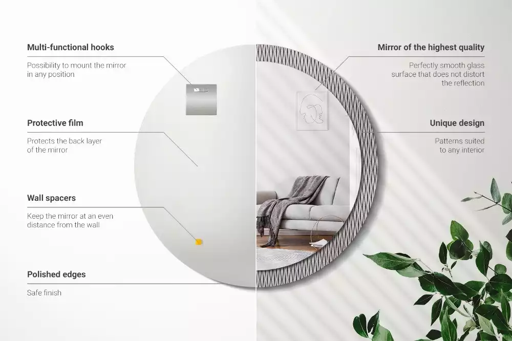 Espelho redondo decorativo Padrão de pontos geométricos