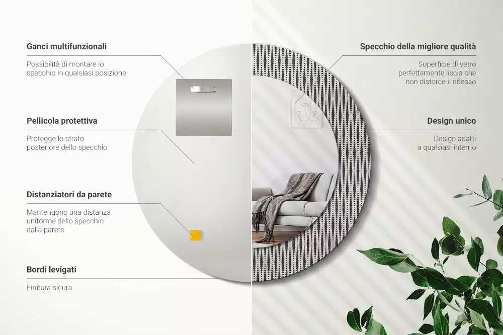 Espelho redondo decorativo Padrão de pontos geométricos