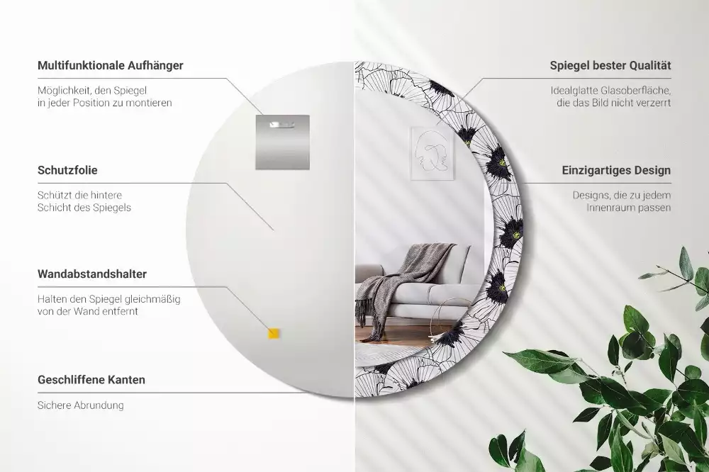 Espelho redondo decorativo Arranjo floral