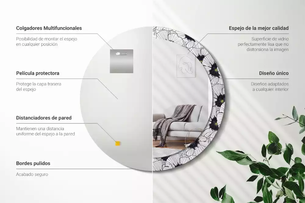 Espelho redondo decorativo Arranjo floral