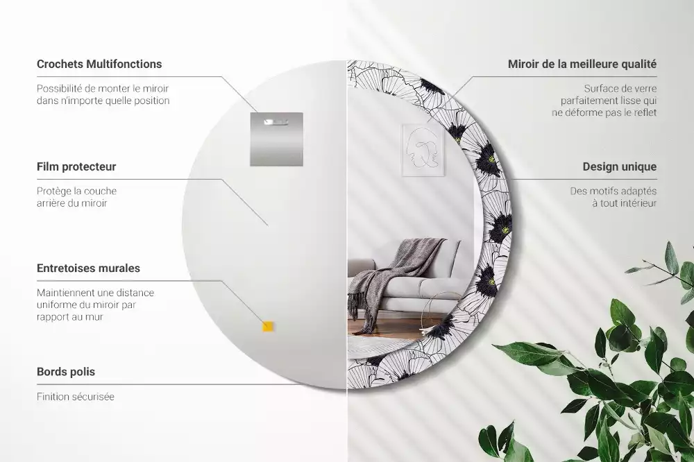 Espelho redondo decorativo Arranjo floral