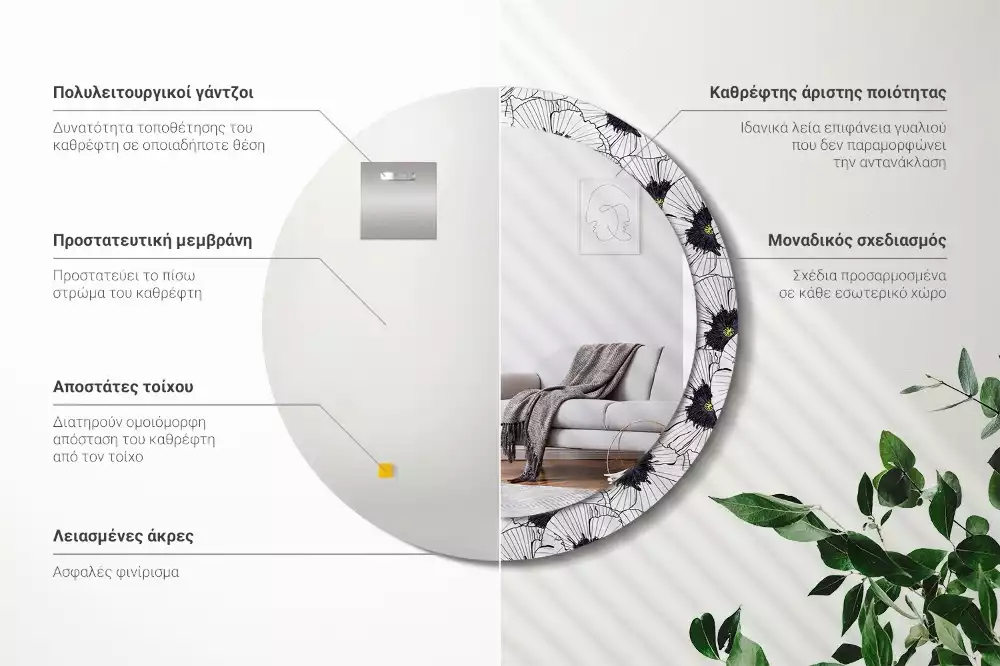 Espelho redondo decorativo Arranjo floral