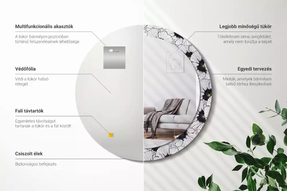 Espelho redondo decorativo Arranjo floral