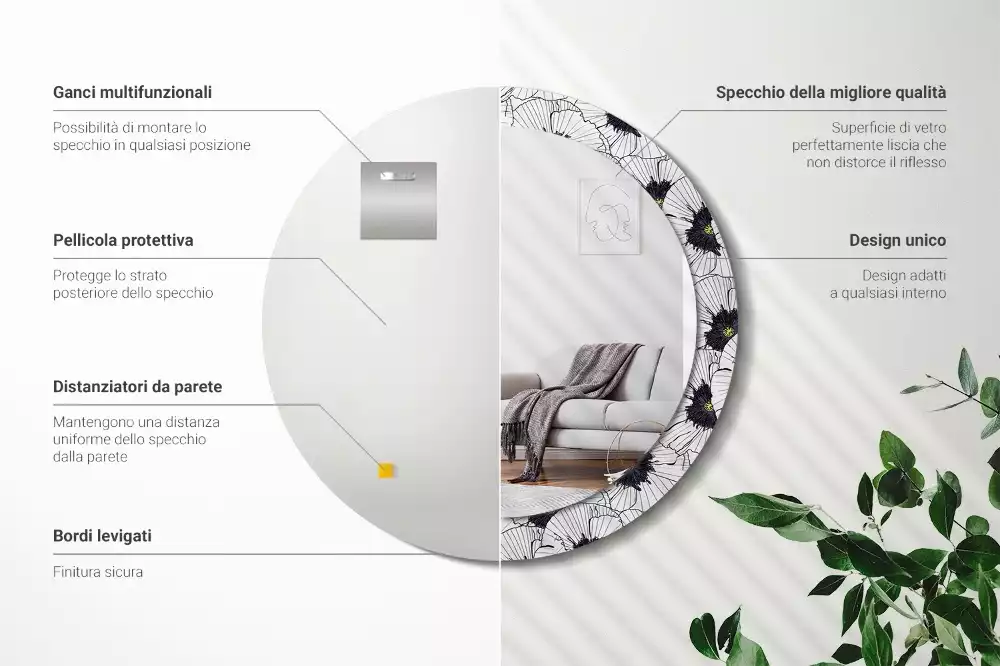 Espelho redondo decorativo Arranjo floral