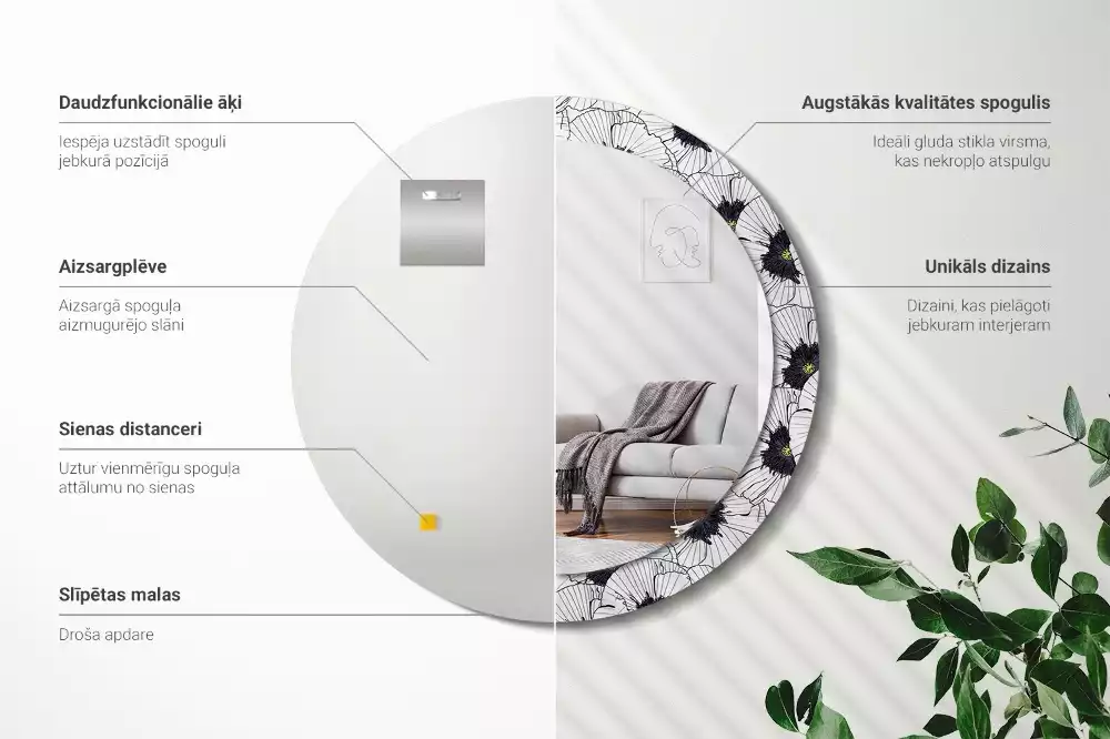 Espelho redondo decorativo Arranjo floral