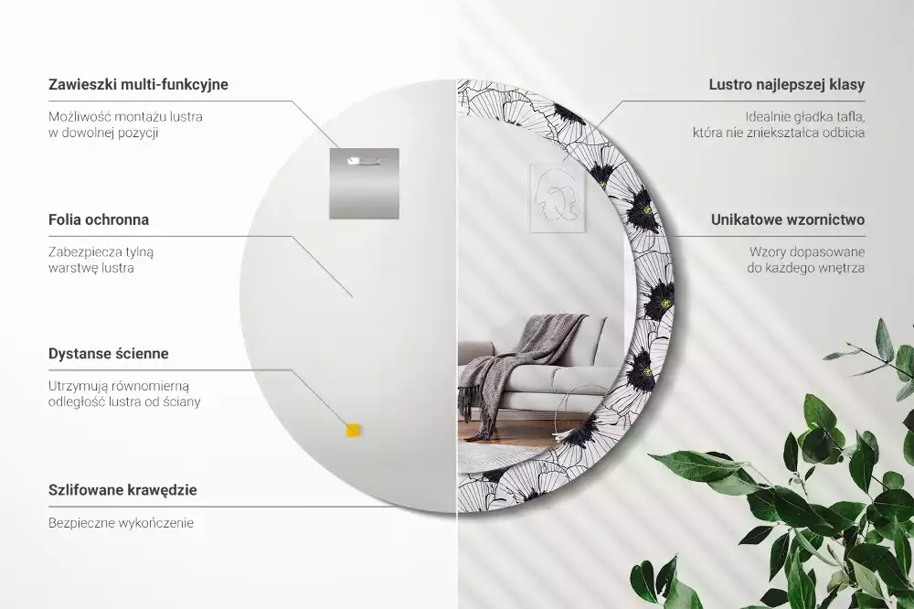 Espelho redondo decorativo Arranjo floral