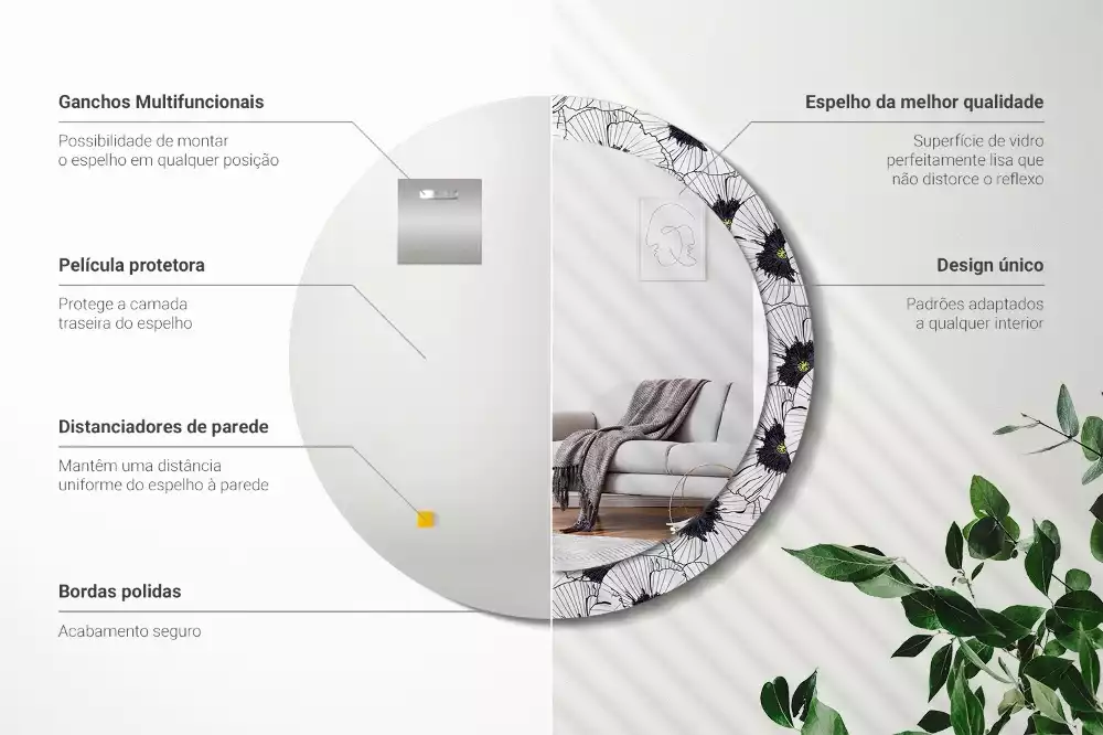 Espelho redondo decorativo Arranjo floral