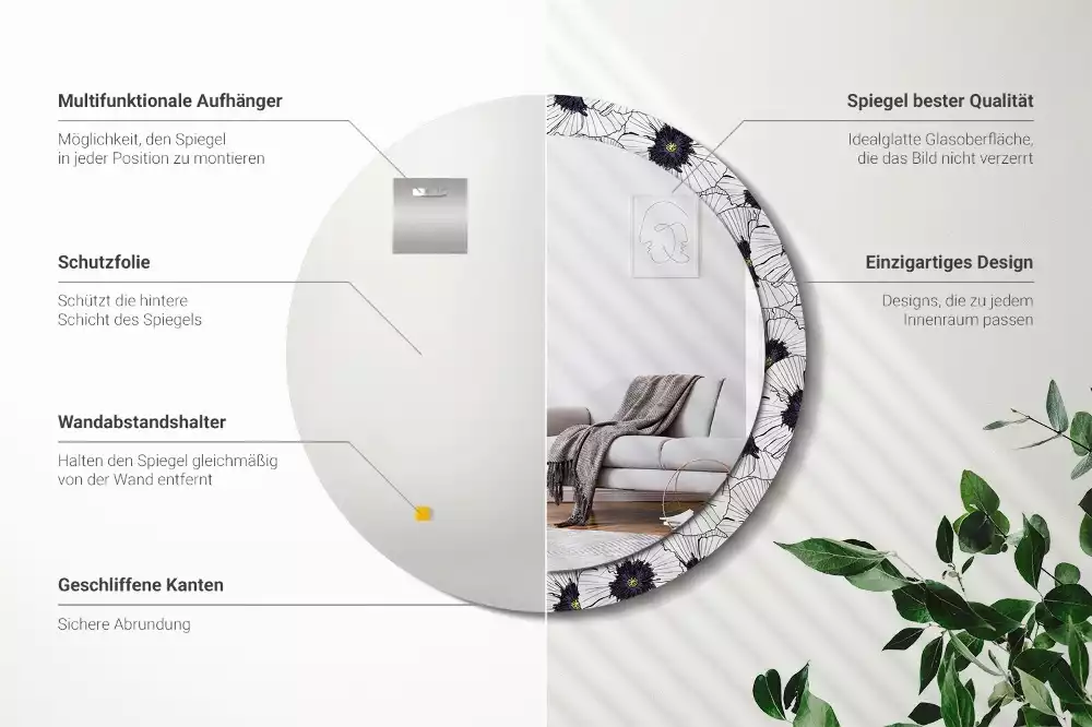 Espelho redondo decorativo Arranjo floral