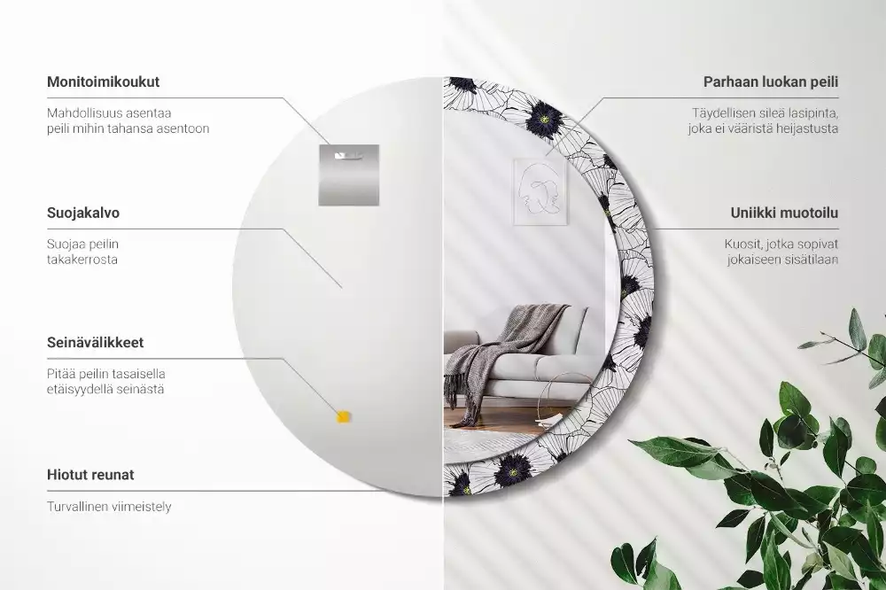 Espelho redondo decorativo Arranjo floral