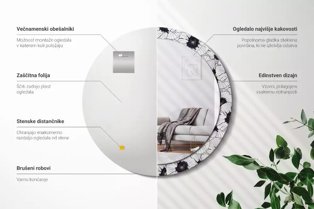 Espelho redondo decorativo Arranjo floral