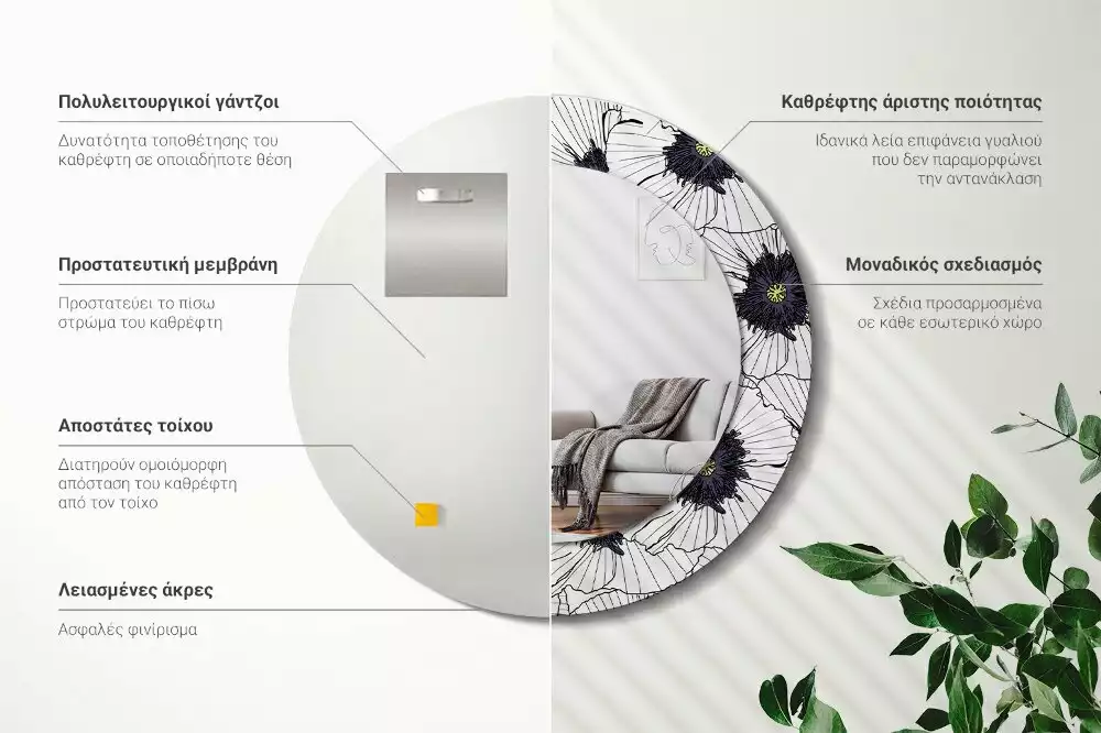 Espelho redondo decorativo Arranjo floral