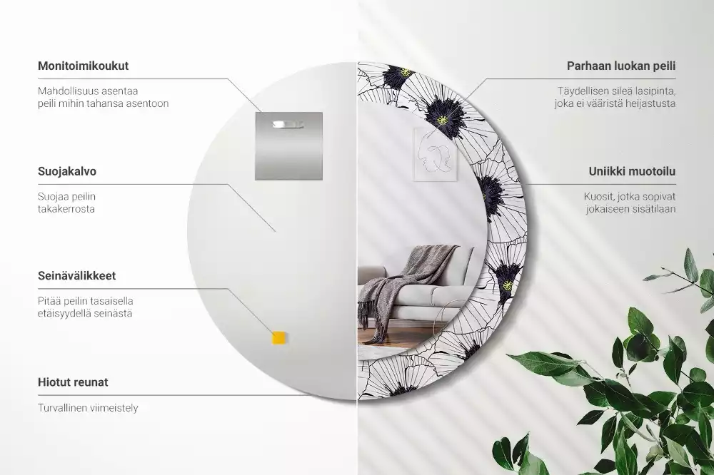 Espelho redondo decorativo Arranjo floral